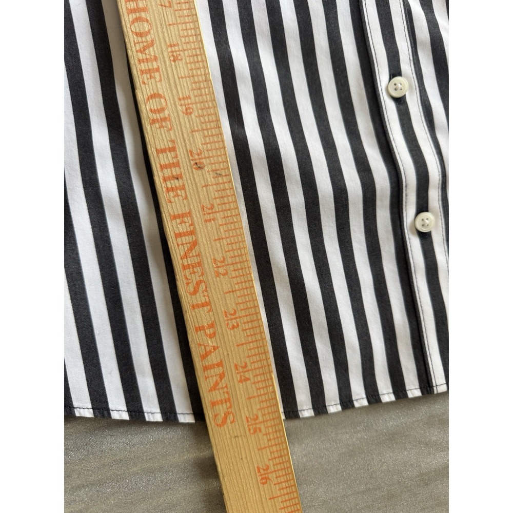 Lands' End Black White Striped Button‎ Down Shirt Women's 4 Cotton Chic Classic - Picture 6 of 7